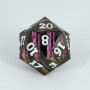 Dado D20 Metal negro pink stripes