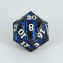 Dado D20 Metal negro blue stripes