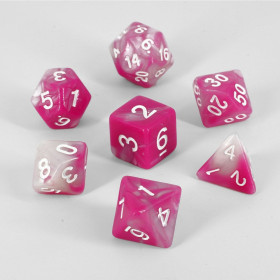 Dados RPG acrílicos rosa-blanco