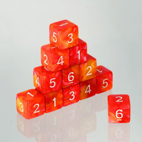 Dados acrílicos D6 marmol rosa y naranja
