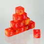 Dados acrílicos D6 marmol rosa y naranja