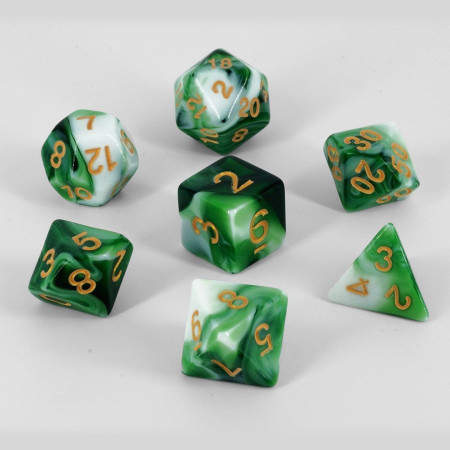 Set Dados acrílicos verde y blanco