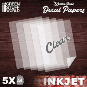 Hojas de Calcas INKJET TRANSPARENTE (packx5)