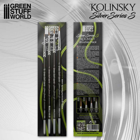 Pinceles Kolinsky SILVER SERIES (S) PACK x4
