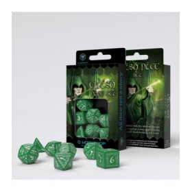 Set Dados Élficos Verde/Blanco (7U) - Q-Workshop