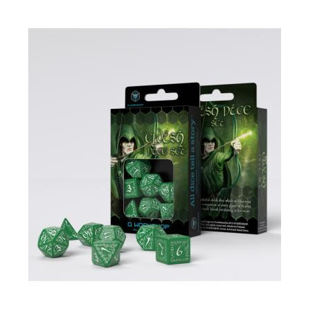 Set Dados Élficos Verde/Blanco (7U) - Q-Workshop