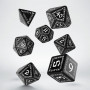 Set Dados Rúnicos Negro/Blanco (7U) - Q-Workshop