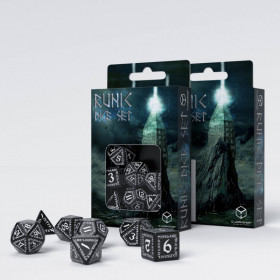 Set Dados Rúnicos Negro/Blanco (7U) - Q-Workshop