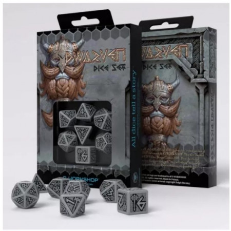 Set Dados Dwarven Gray&Black - Q Workshop