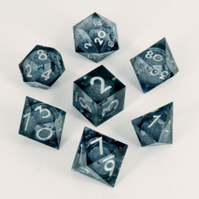 Dados RPG Transparentes con Polvo Negro