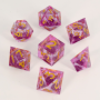 Dados RPG Transparentes con Polvo Rosa
