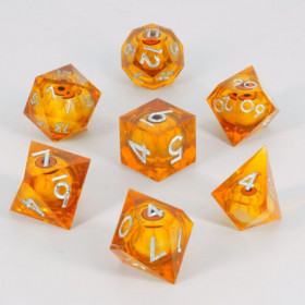 Dados RPG Transparentes Ojos Naranja