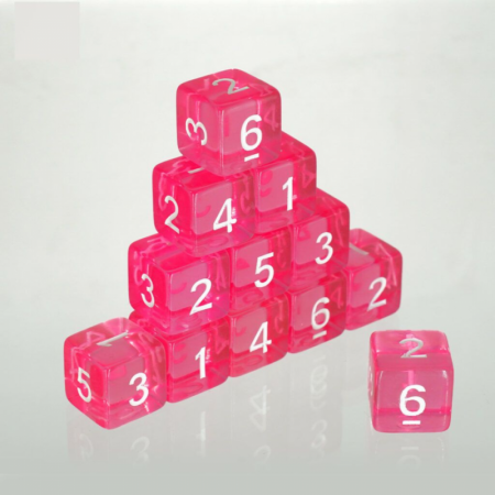 Dados acrílicos rosa transparente