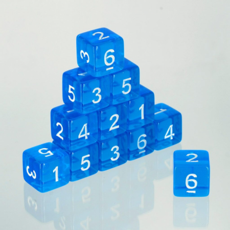 Dados acrílicos azul transparente