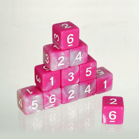 Dados acrílicos mármol rosa blanco