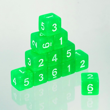 Dados acrílicos verde transparente
