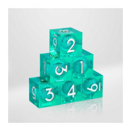 Dados D6 verde ojo dragón