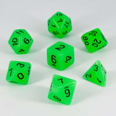 Dados RPG Brillo en la Oscuridad Verde