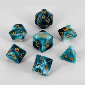 Dados RPG acrílicos turquesa-blanco