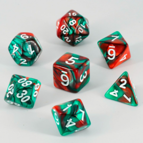 Dados RPG acrílicos rojo y verde