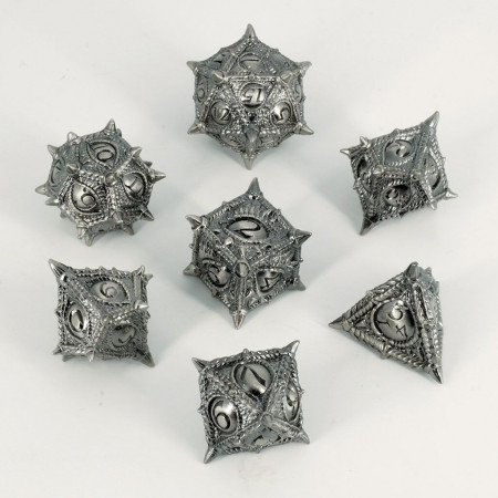 Dados RPG Metálicos Dragón Plateado