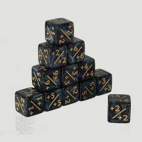 Set de Dados Acrílicos Contadores Negro Marmolado | TPK Hobby & Games