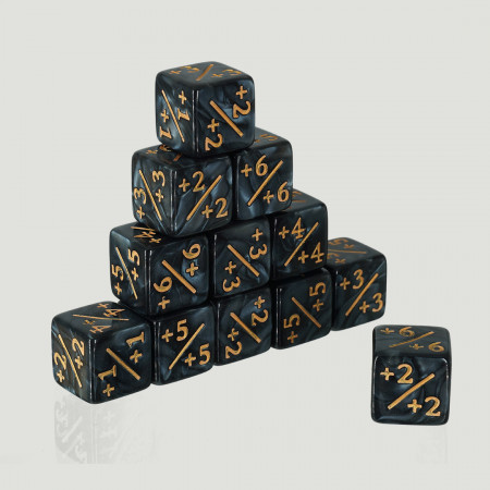 Set de Dados Acrílicos Contadores Negro Marmolado | TPK Hobby & Games
