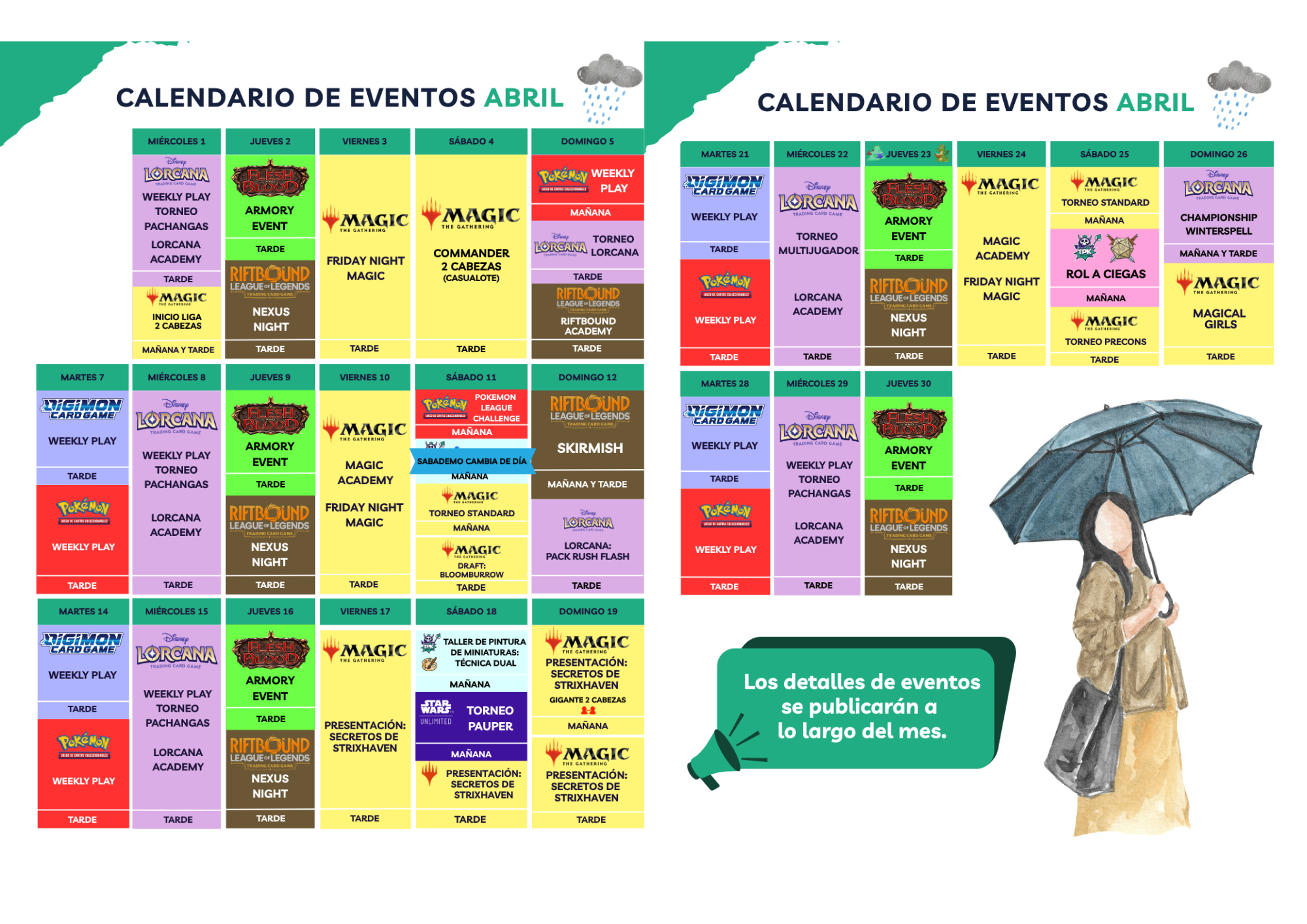 Calendario de eventos del mes en TPK